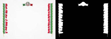 Çerçeve ve bayrak ve silah kat İtalya ile sınır. 3D çizim