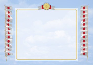 Çerçeve ve bayrak ve askeri üniformaları Japonya ile sınır. 3D çizim