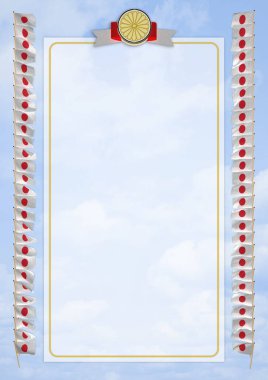 Çerçeve ve bayrak ve askeri üniformaları Japonya ile sınır. 3D çizim