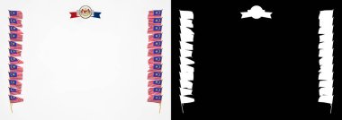 Çerçeve ve bayrak ve silah kat Malezya ile sınır. 3D çizim