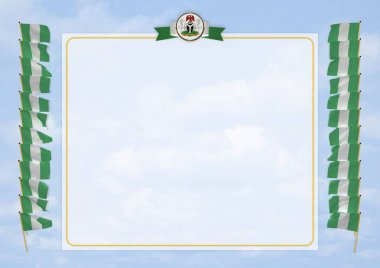 Çerçeve ve bayrak ve silah kat Nijerya ile sınır. 3D çizim