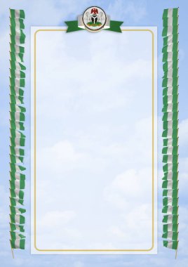 Çerçeve ve bayrak ve silah kat Nijerya ile sınır. 3D çizim