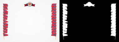 Çerçeve ve bayrak ve silah kat Norveç ile sınır. 3D çizim