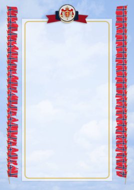 Çerçeve ve bayrak ve silah kat Norveç ile sınır. 3D çizim