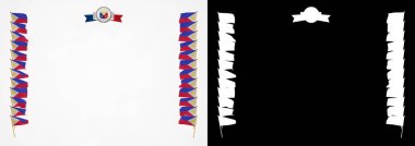 Çerçeve ve bayrak ve silah kat Türkiye sınırına. 3D çizim