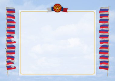 Çerçeve ve bayrak ve silah kat Rusya ile sınır. 3D çizim