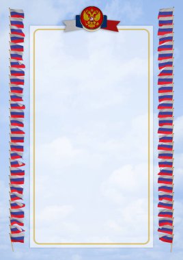 Çerçeve ve bayrak ve silah kat Rusya ile sınır. 3D çizim