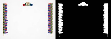 Çerçeve ve bayrak ve silah kat Güney Afrika ile sınır. 3D çizim