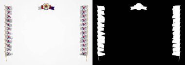 Çerçeve ve bayrak ve silah kat Güney Kore ile sınır. 3D çizim