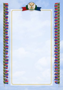 Çerçeve ve bayrak ve silah kat Güney Afrika ile sınır. 3D çizim