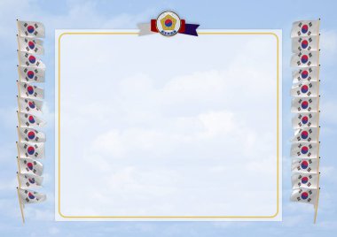 Çerçeve ve bayrak ve silah kat Güney Kore ile sınır. 3D çizim