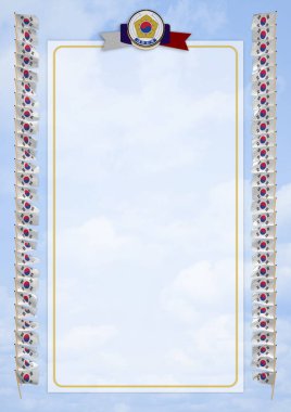 Çerçeve ve bayrak ve silah kat Güney Kore ile sınır. 3D çizim