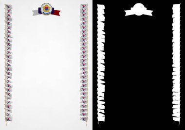 Çerçeve ve bayrak ve silah kat Güney Kore ile sınır. 3D çizim