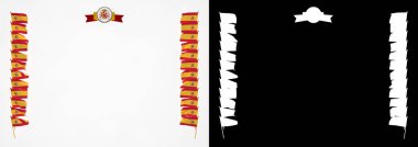 Çerçeve ve bayrak ve silah kat İspanya ile sınır. 3D çizim