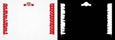 Çerçeve ve bayrak ve silah kat İsviçre sınırında. 3D çizim