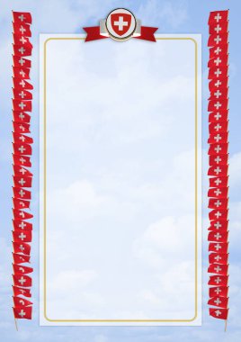 Çerçeve ve bayrak ve silah kat İsviçre sınırında. 3D çizim