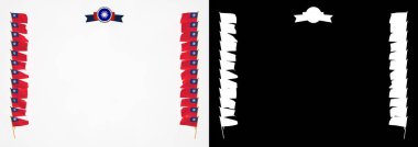 Çerçeve ve bayrak ve silah kat Tayvan ile sınır. 3D çizim