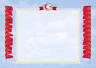 Çerçeve ve bayrak ve silah kat Türkiye ile sınır. 3D çizim