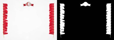 Çerçeve ve bayrak ve silah kat Türkiye ile sınır. 3D çizim