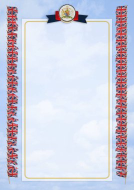 Çerçeve ve bayrak ve silah kat İngiltere ile sınır. 3D çizim