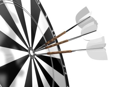 Beyaz bir arka plan üzerinde dart. 3D çizim