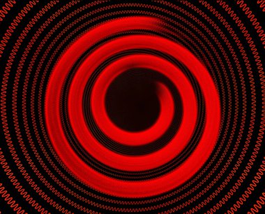 Electric spiral heated to a red. Heating coil element. 3D illustration clipart