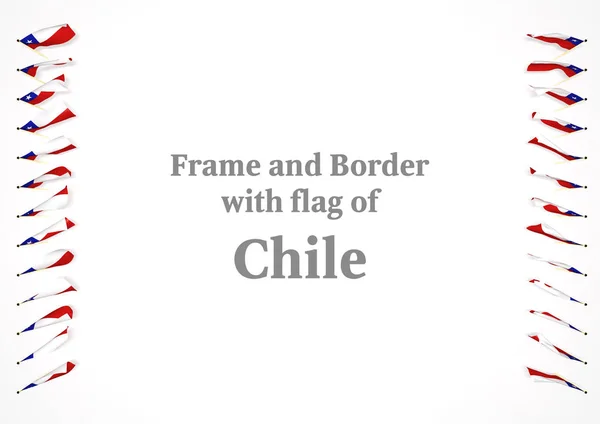 Quadro e fronteira com a bandeira do Chile. ilustração 3d — Fotografia de Stock