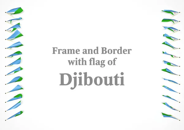 Çerçeve ve Cibuti bayrağı ile sınır. 3D çizim — Stok fotoğraf