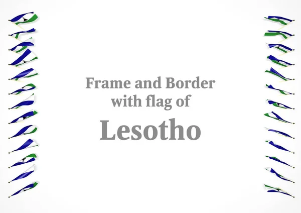 Çerçeve ve Lesoto bayrağı ile sınır. 3D çizim — Stok fotoğraf