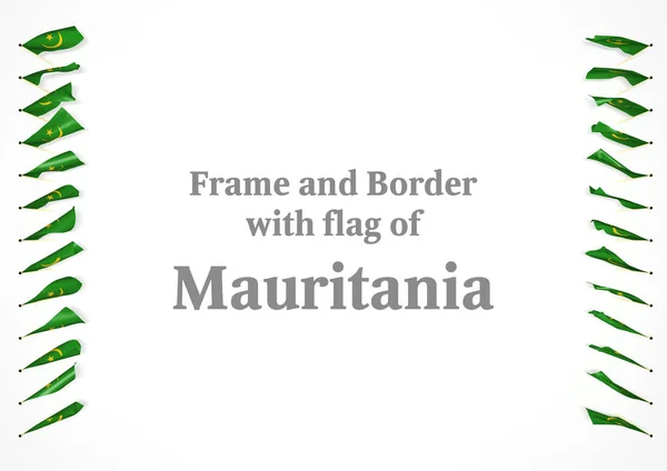 Çerçeve ve bayrak Moritanya ile sınır. 3D çizim — Stok fotoğraf