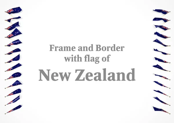 Keret és határon az Új-Zéland zászlaja. 3D-s illusztráció — Stock Fotó