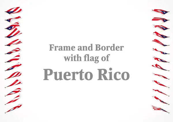 Cornice e bordo con bandiera di Porto Rico. Illustrazione 3d — Foto Stock