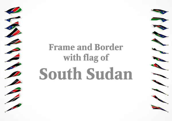 Cadre et frontière avec le drapeau du Soudan du Sud. Illustration 3d — Photo