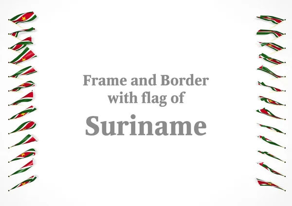 Çerçeve ve Surinam bayrağı ile sınır. 3D çizim — Stok fotoğraf