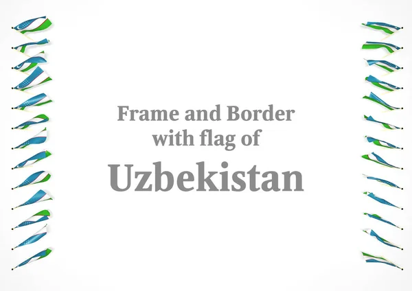 Frame and border with flag of Uzbekistan. 3d illustration