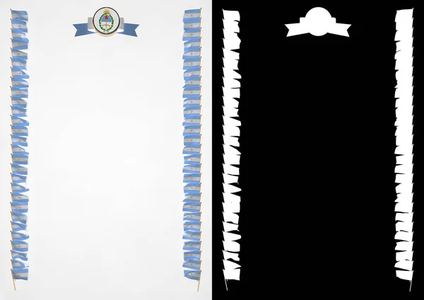 Frame en Border met vlag en wapen van Argentinië. 3D illustratie — Stockfoto