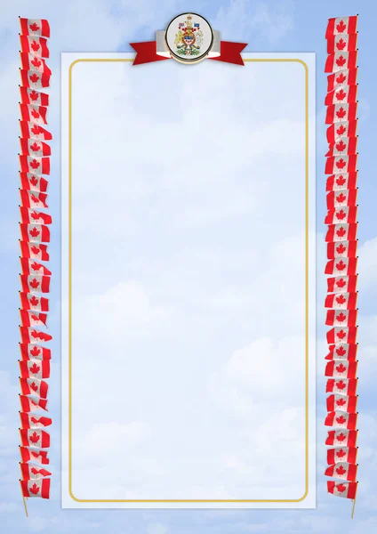 Çerçeve ve bayrak ve silah kat Kanada sınırında. 3D çizim