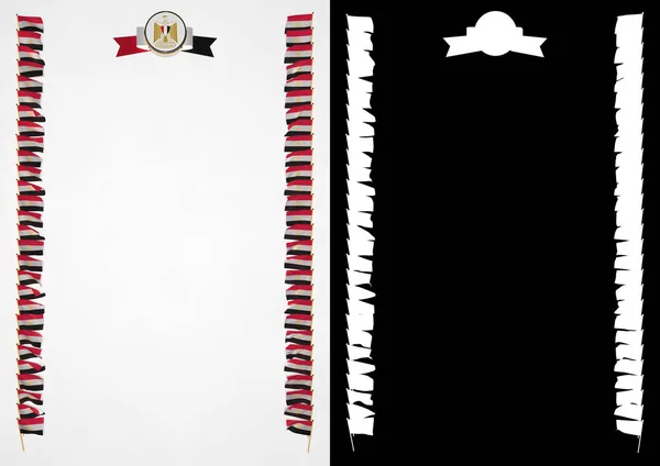 Cadre et frontière avec drapeau et armoiries Egypte. Illustration 3d — Photo