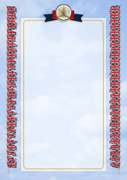Çerçeve ve bayrak ve silah kat İngiltere ile sınır. 3D çizim