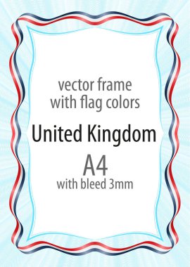Çerçeve ve şerit kenarlığını İngiltere bayrak renkleri ile