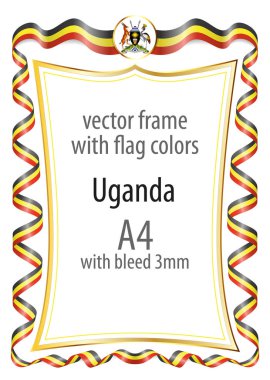 Çerçeve ve şerit kenarlığını Uganda bayrak renkleri ile