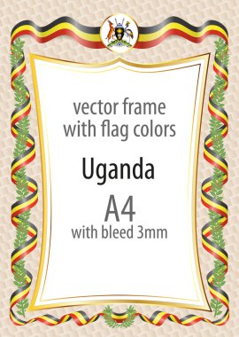 Çerçeve ve şerit kenarlığını Uganda bayrak renkleri ile