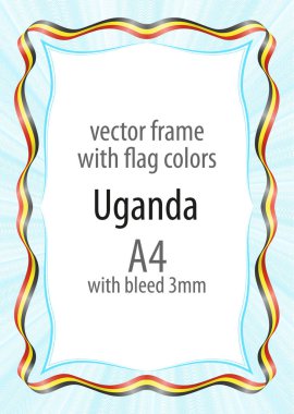 Çerçeve ve şerit kenarlığını Uganda bayrak renkleri ile
