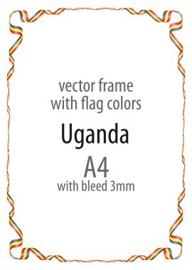 Çerçeve ve şerit kenarlığını Uganda bayrak renkleri ile