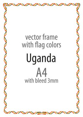 Çerçeve ve şerit kenarlığını Uganda bayrak renkleri ile