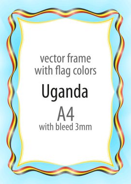 Çerçeve ve şerit kenarlığını Uganda bayrak renkleri ile