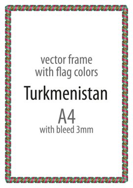 Çerçeve ve şerit kenarlığını Türkmenistan bayrak renkleri ile