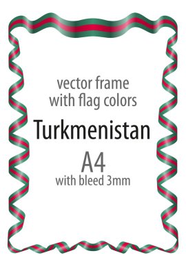Çerçeve ve şerit kenarlığını Türkmenistan bayrak renkleri ile