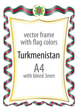 Çerçeve ve şerit kenarlığını Türkmenistan bayrak renkleri ile