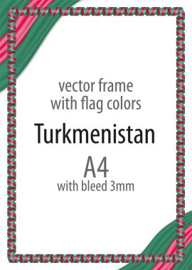 Çerçeve ve şerit kenarlığını Türkmenistan bayrak renkleri ile